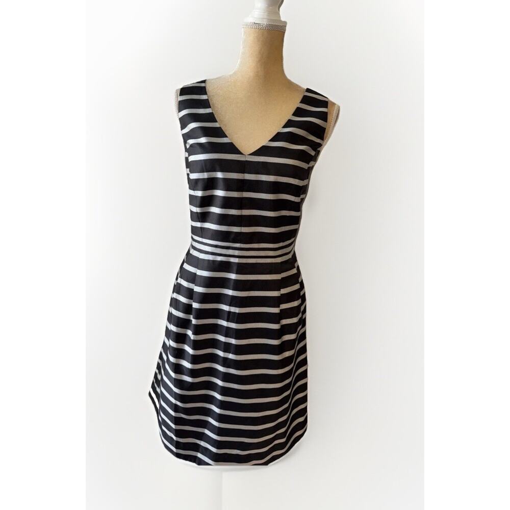 J.Crew Striped Jacquard Dress in black/ silver Size 16